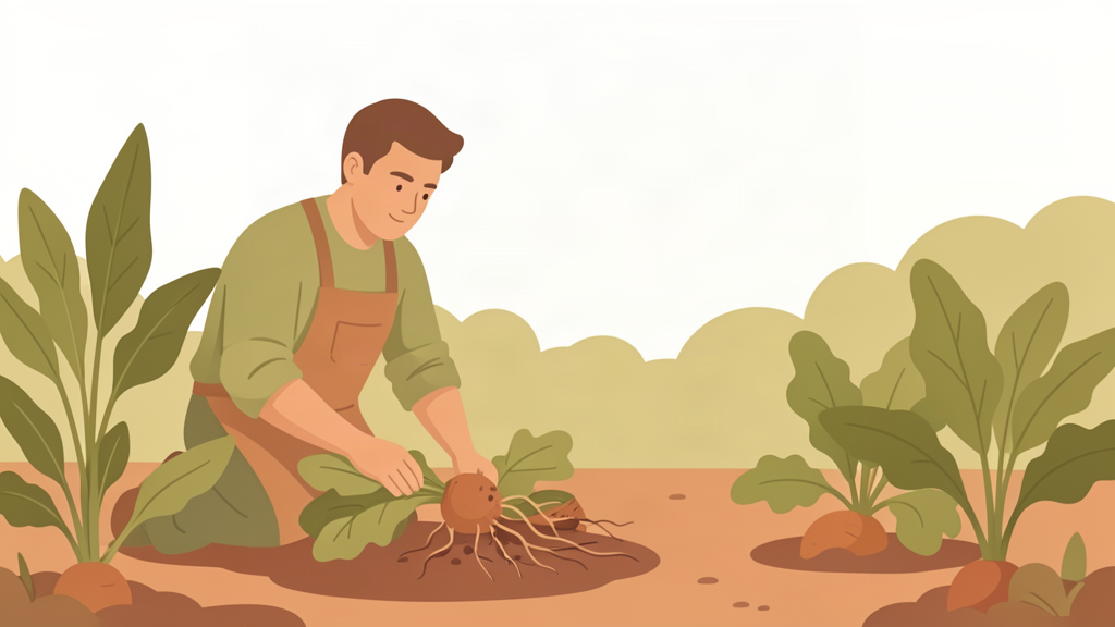 Nông dân kiểm tra hệ thống rễ cây rau bị tổn thương