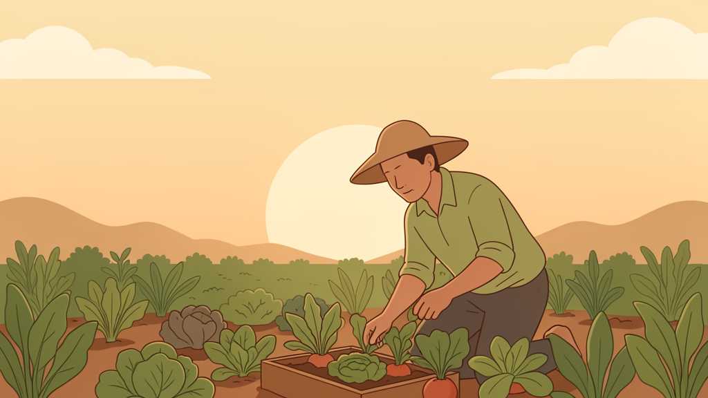 Nông dân Việt Nam chăm sóc ruộng rau hữu cơ